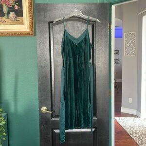 Green velour dress